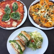 Gluten-free pizzas and sandwich from Stella Barra Pizzeria